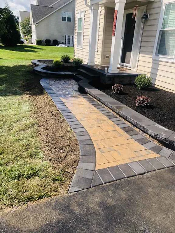 Paver walkway with planter bed & steps