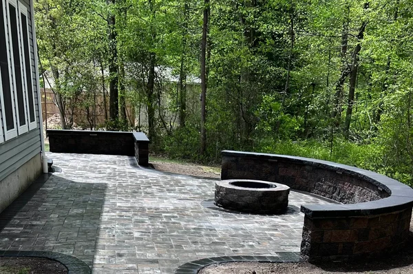 Paver Patio with Fire Pit & Seat Walls - Vision